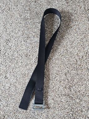 Men's Black Webbing Belt with Silver Buckle